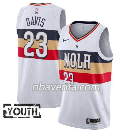 Camiseta Niños New Orleans Pelicans Anthony Davis 23 2018-19 Nike Blanco Swingman